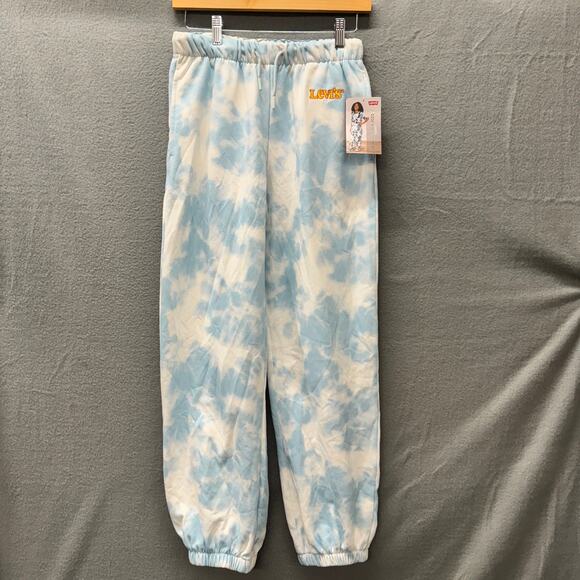 Levi's Sweatpants Girls XL Blue White Cloud Benchwarmer Jogger + Pockets NEW - Picture 2 of 10